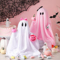Pink Halloween Ghost Decorations - 12in Girlie Pumpkin Ghost Figurines, Set of 2
