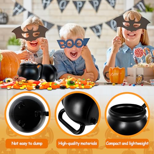 12 Pcs 15 oz Black Cauldron Mug Set - Plastic Halloween Drink Cups