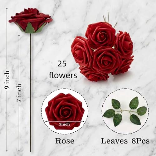 Artificial Roses Flowers 25pcs Red Foam Wedding Bouquet Decor - Variation of THIS listing
