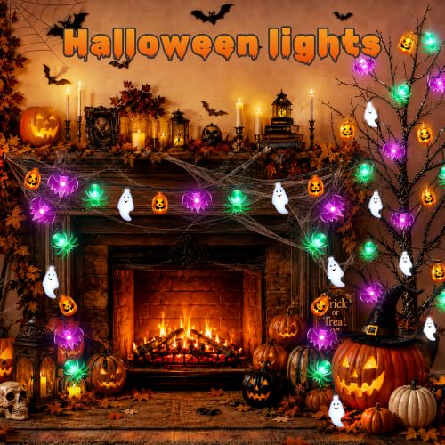 24 Ft LED Halloween String Lights with Shapes, Timer, Waterproof for Indoor Outdoor Decor