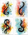 Unframed Music Notes Wall Art Set - 4 Pieces 8x10 Inches - Music Wall Decor