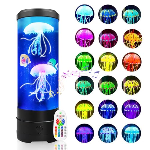 Jellyfish Lamp with Bluetooth Speaker - 17 Colors & 4 Modes, USB Powered, Black - Teen Room Decor
