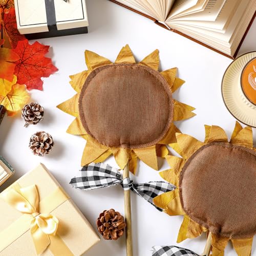Artificial Sunflowers Set of 6 - Fall Primitive Fabric Flowers for Home Decor
