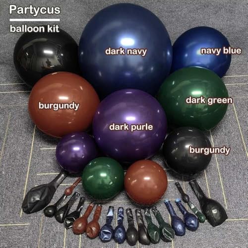Halloween Balloon Arch Kit - Double Stuffed Dark Green Navy Blue Burgundy Purple Black Party Decorations - Variation of THIS listing