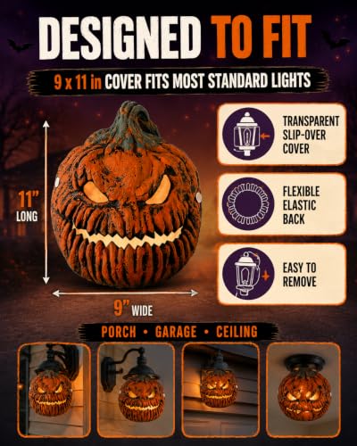 Halloween Pumpkin Porch Light Covers - 2 Pack Waterproof Garage Lamp Post Decorations