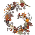Fall Maple Leaves Garland with Pumpkins and LED Lights - 6ft Autumn Decor