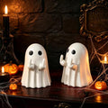2pcs White Halloween Ghost Figurines Spooky Resin Decor - Fun Indoor & Porch Decorations