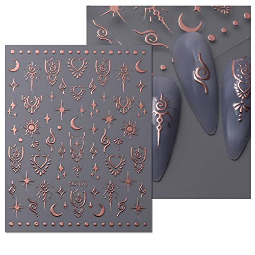 Moon & Star Nail Art Stickers Set - Self-Adhesive Nail Decals for DIY Manicure