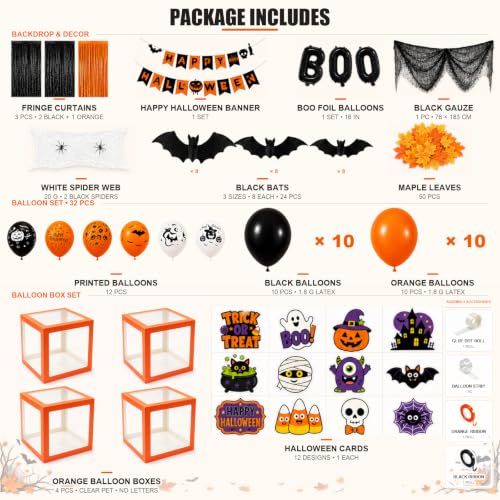 128 Pcs Halloween Party Decorations Kit with Banners Balloons & Bat Decor - Variation of THIS listing