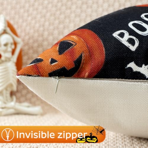 Black Halloween Ghost Throw Pillow Covers 20x20 Set of 2 - Spooky Cushion Decor