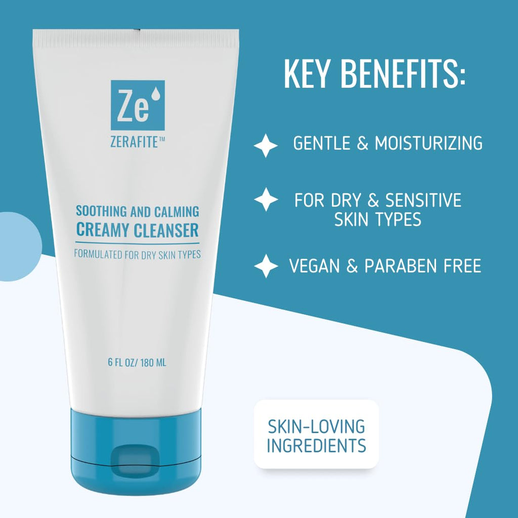 ZERAFITE Soothing and Calming Creamy Cleanser for Dry & Sensitive Skin (6 Fl. oz.)