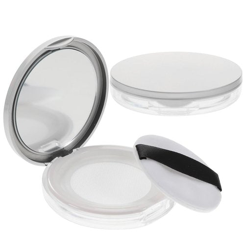 Beaupretty Powder Compact Container Plastic Empty Makeup Loose Powder Case with Puff and Elasticated Net Sifter Vintage Mirror, 2PCS