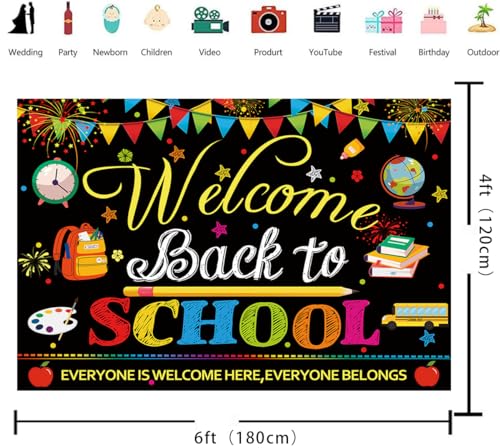 Welcome Back to School Banner Backdrop 6x4FT First Day of School Classroom Decoration
