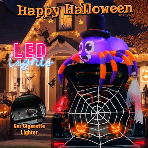 Halloween Trunk or Treat Car Decorations Kit Inflatable Spider with LEDs - Variation of Spider