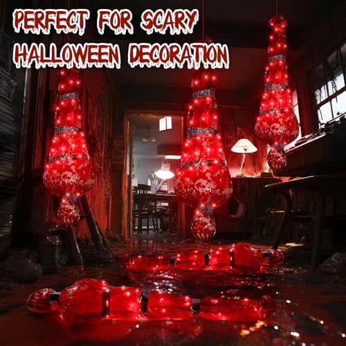 Halloween Human Remains Prop Set with Inflatable Corpses, LED Lights & Accessories