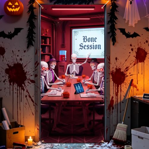 Skeleton Office Meeting Halloween Door Cover - Funny Skeleton Door Decoration for Office & Party - Variation of THIS listing