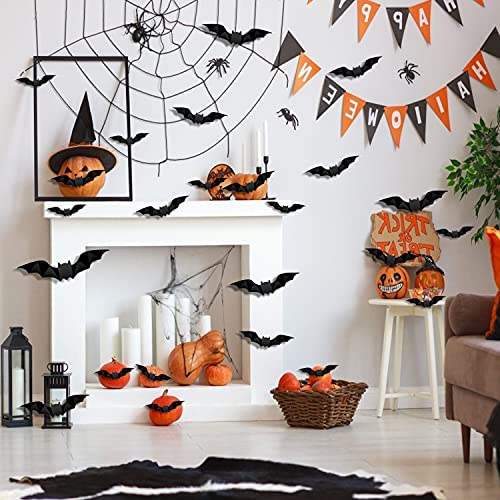 Halloween 3D Bat Wall Stickers Set - Realistic PVC Decoration for Party & Home