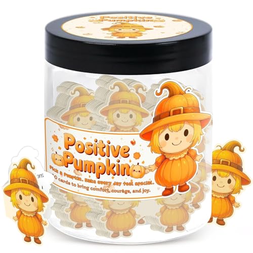 Positive Pumpkin Jar with 60 Affirmation Cards - Fall & Thanksgiving Gift - Positive Pumpkin Variation