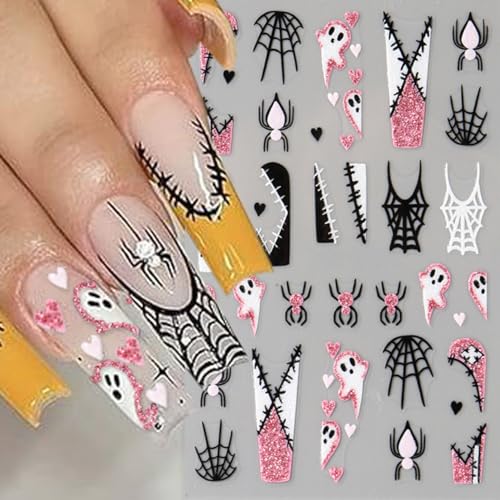 Halloween Spider Web Nail Stickers 5 Sheets Luminous Ghost Skeleton Design - Variation of THIS listing 284