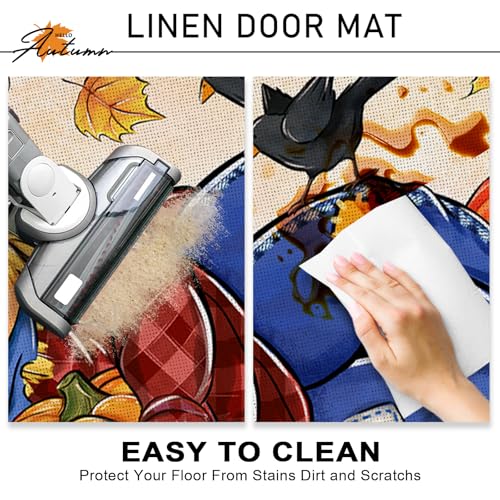 Fall Scarecrow Door Mat 1'5" x 2'5" - Autumn Pumpkin Crow Welcome Rug