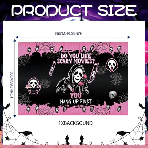 Pink and Black Horror Movie Party Decorations Set with Banner, Balloons & Cupcake Toppers