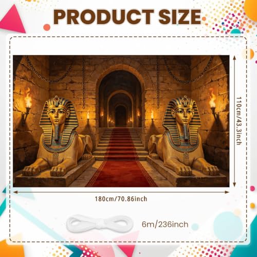 Egyptian Backdrop Banner for Party and Event Decorations - 70 x 43 Inches