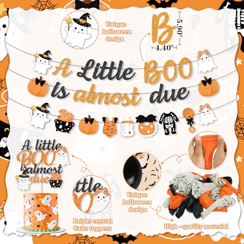 Halloween Baby Shower Decorations Set - Banners, Cake Toppers, Balloons, Ghost & Pumpkin Theme