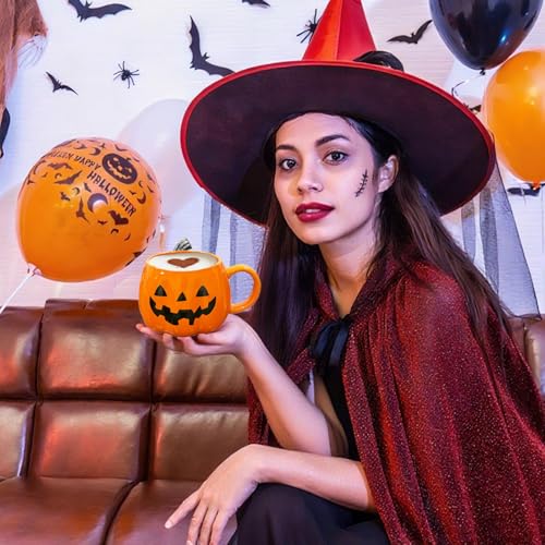 Halloween Pumpkin Mug 3D Ceramic Cup Spooky Fall Decor Gift - Orange