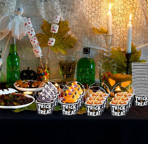 50 Halloween Trick or Treat Snack Cups with Handles - 9 oz Paper Cups for Party