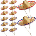 Sombrero Hats for Adults – 12 Pack Classic Mexican Style Straw Hats with Chin Strap – Party, Fiesta & Costume Accessory (Variation: Classic Color)
