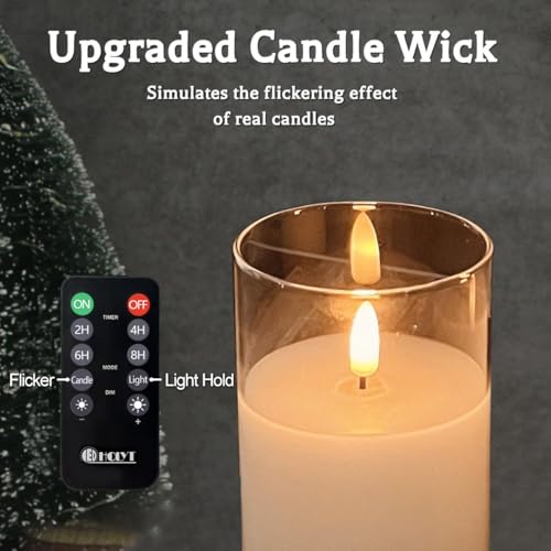 White Glass Flickering Flameless Candles Set of 5 - Rechargeable LED Décor