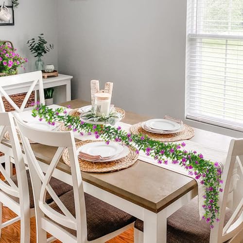Artificial Eucalyptus Garland with Flowers - Fuchsia Variation, 5.8 Ft, Pack of 3