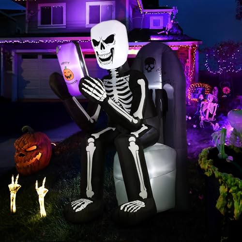 6.1FT Halloween Inflatable Skeleton & Tombstone Outdoor Decoration with LED Lights