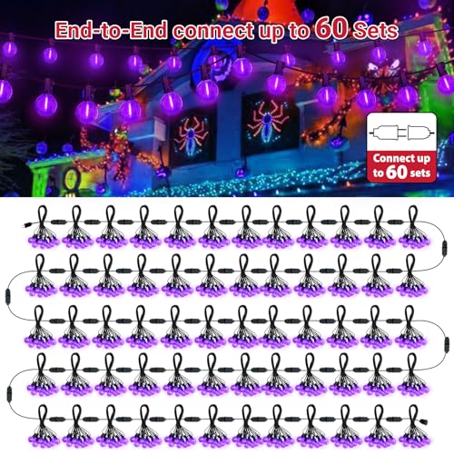 Purple Outdoor String Lights - 26Ft Waterproof Shatterproof Edison Bulbs, Dimmable Patio Decor