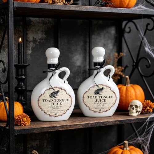 Ceramic Halloween Potion Bottle - White Toad Variation for Gothic Decor