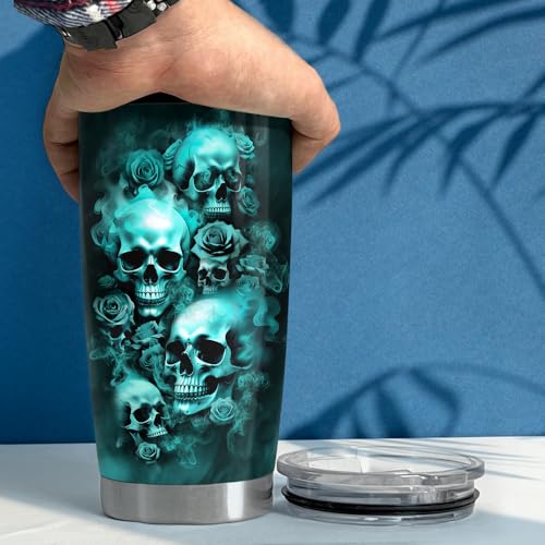 Skull 20oz Stainless Steel Insulated Travel Mug Cup – Goth Gothic Gift Variation