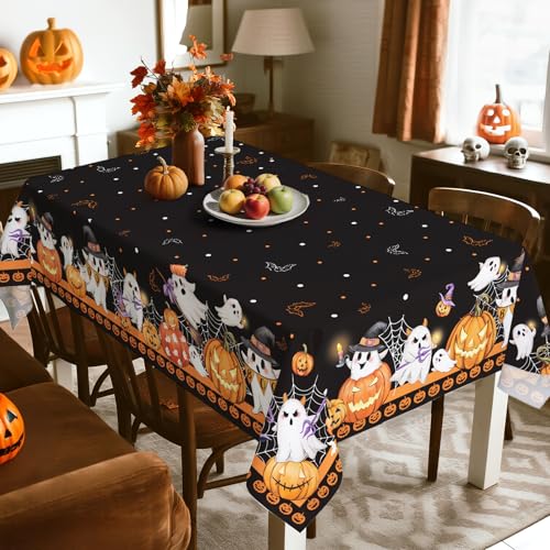 Halloween Boo Pumpkin Polyester Tablecloth 55 x 70 Inch - Black / 70" x 55" Variation