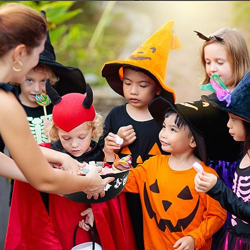 Halloween Plastic Trick or Treat Candy Bowls - Black Ghost, Reusable Party Supplies (Set of 3)