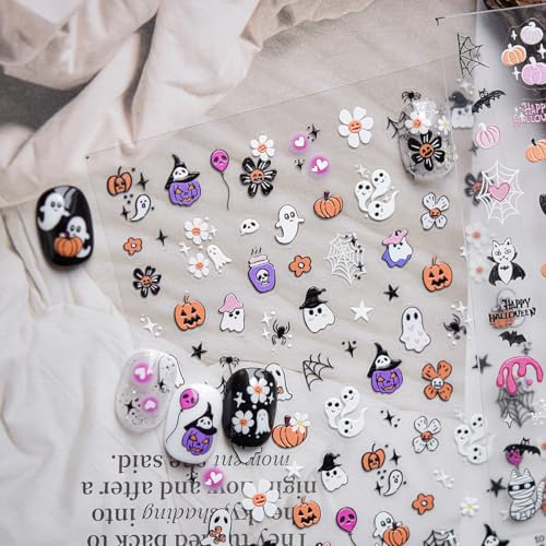 Halloween Ghost 15 - 5D Embossed Self-Adhesive Nail Stickers for Halloween Nail Art