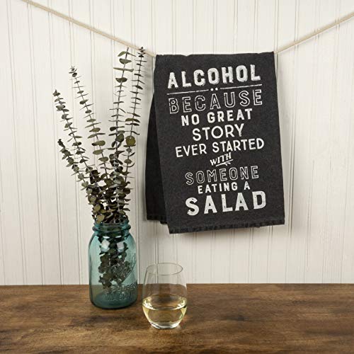 Primitives by Kathy Distressed Black and White Dish Towel - Alcohol Salad Variation
