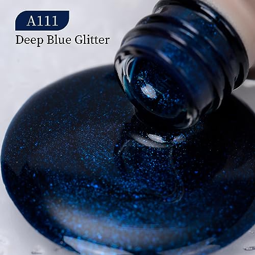Deep Blue Glitter Gel Nail Polish - 15ML Shimmer UV LED Manicure
