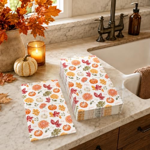 Fall Paper Napkins - 100-Pack Maple Leaf Autumn Disposable Party Napkins