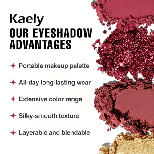 14# Red Eyeshadow Palette - 9 Colors Matte Shimmer Metallic Pressed Powder