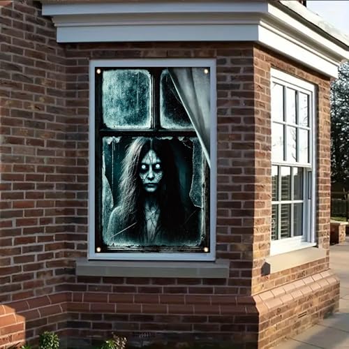 Halloween Ghost Girl Window Cover 47x31 Inch Haunted House Decoration Horror Decal