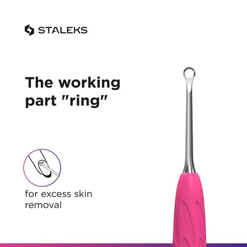 Staleks Pro UNIQ 11 Gummy Pusher Type 1 – Silicone Handle – Straight Flat and Loop Ends – For Manicure and Pedicure