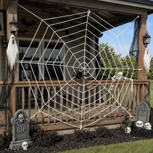 11.8ft White Spider Web Decoration with 9 Coils Halloween Outdoor Indoor