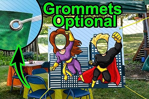 Superhero Face Cutout Photo Banner Backdrop - Party Props and Decorations