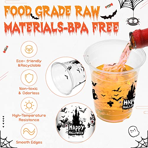 Halloween Clear Plastic Cups 100 Count - Disposable Party Drinkware
