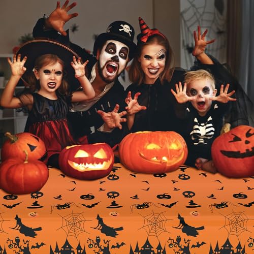 Halloween 2 Pcs Plastic Tablecloths - Waterproof Rectangle Party Cover
