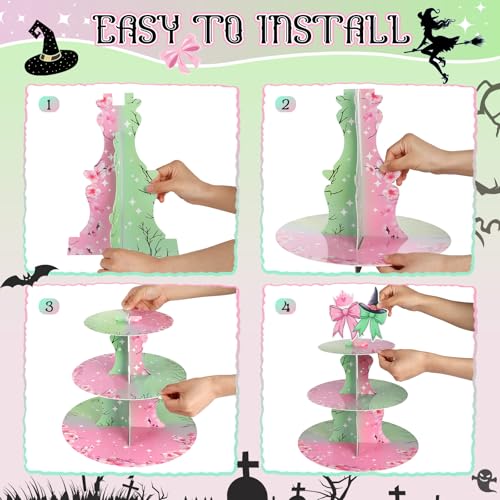 2 Pack Witch Themed Cupcake Stands - 3 Tier Halloween Party Cake Holders
